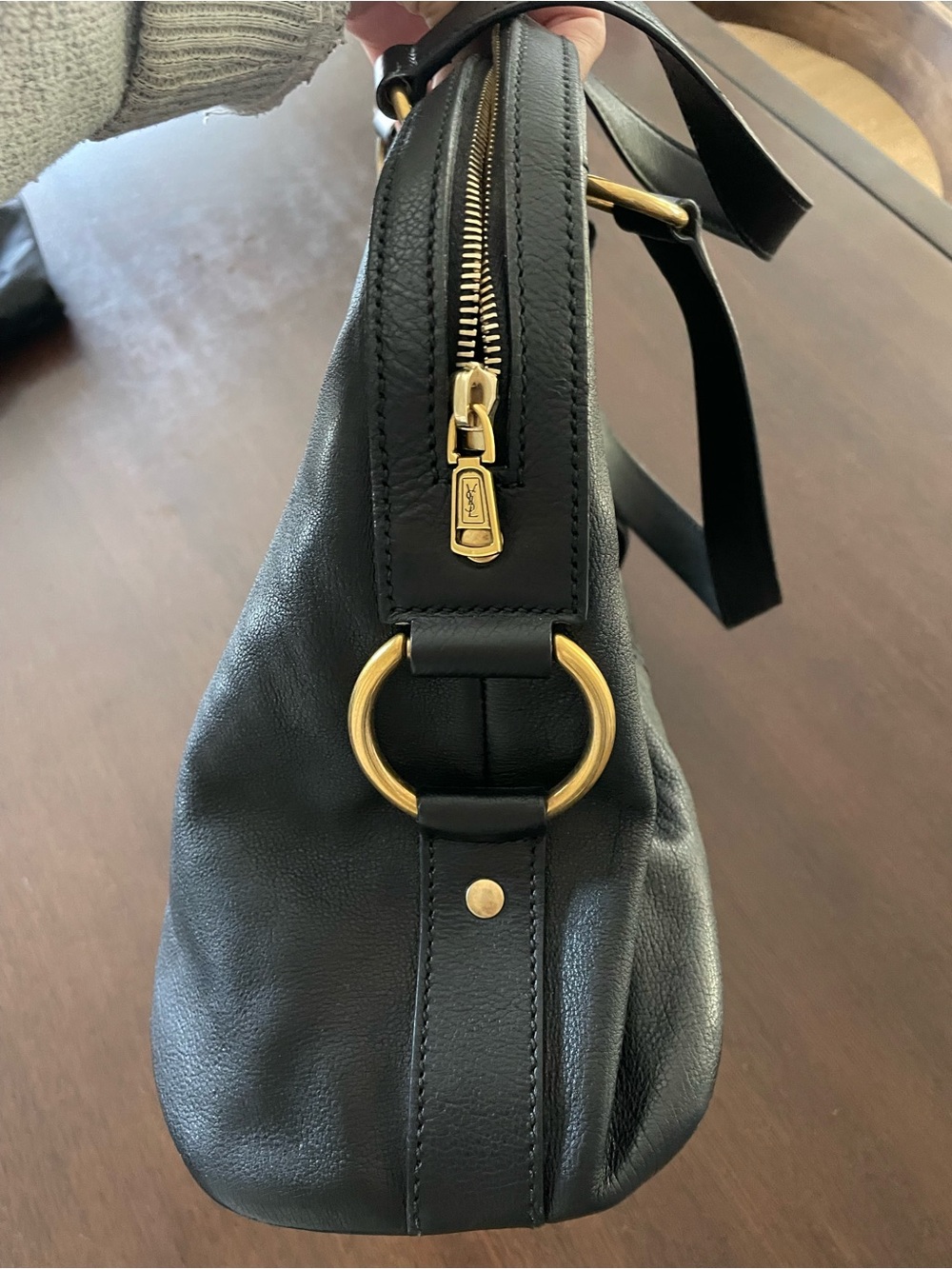 Yves Saint Laurent Black Leather Tote with Gold Hardware - Picture 4 of 9